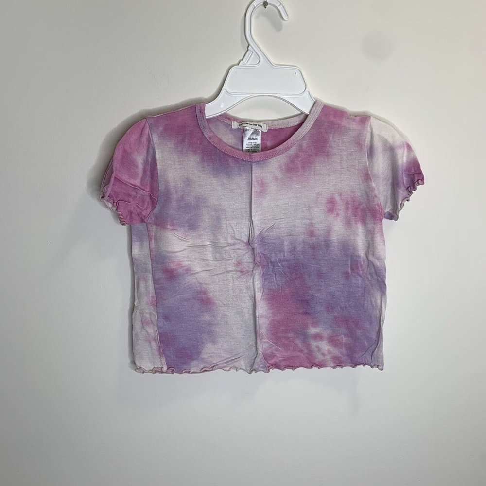 Caution To The Wind Girls 10 White/Pink/Purple Tie Dye Short Sleeve Shirt